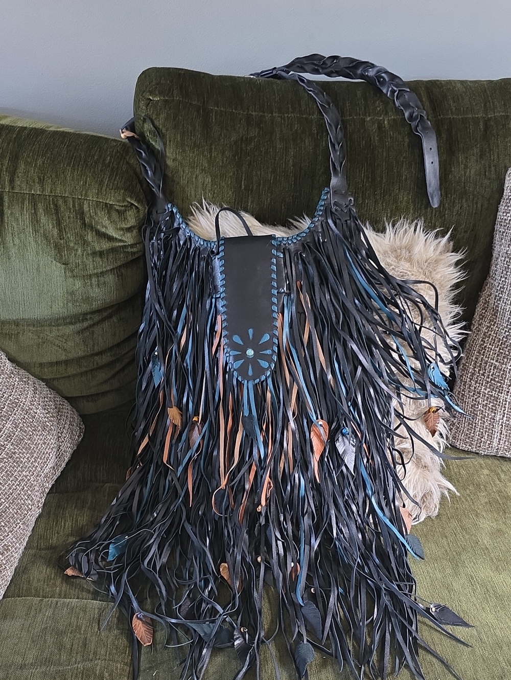 handmade native american crossbody bag